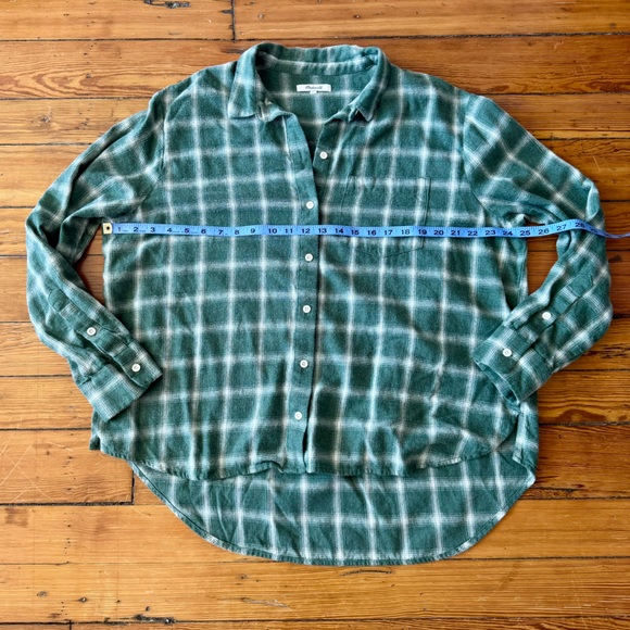 Madewell Green and White Flannel - Picture 2 of 4